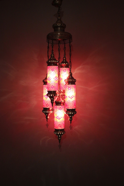 5in1 Cylinder Glass Antique Mosaic Sultan Chandelier Model 2